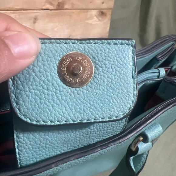 Dasein Womens Blue Fashion Studded Large Faux Leather Satchel Crossbody Handbag - Picture 11 of 15